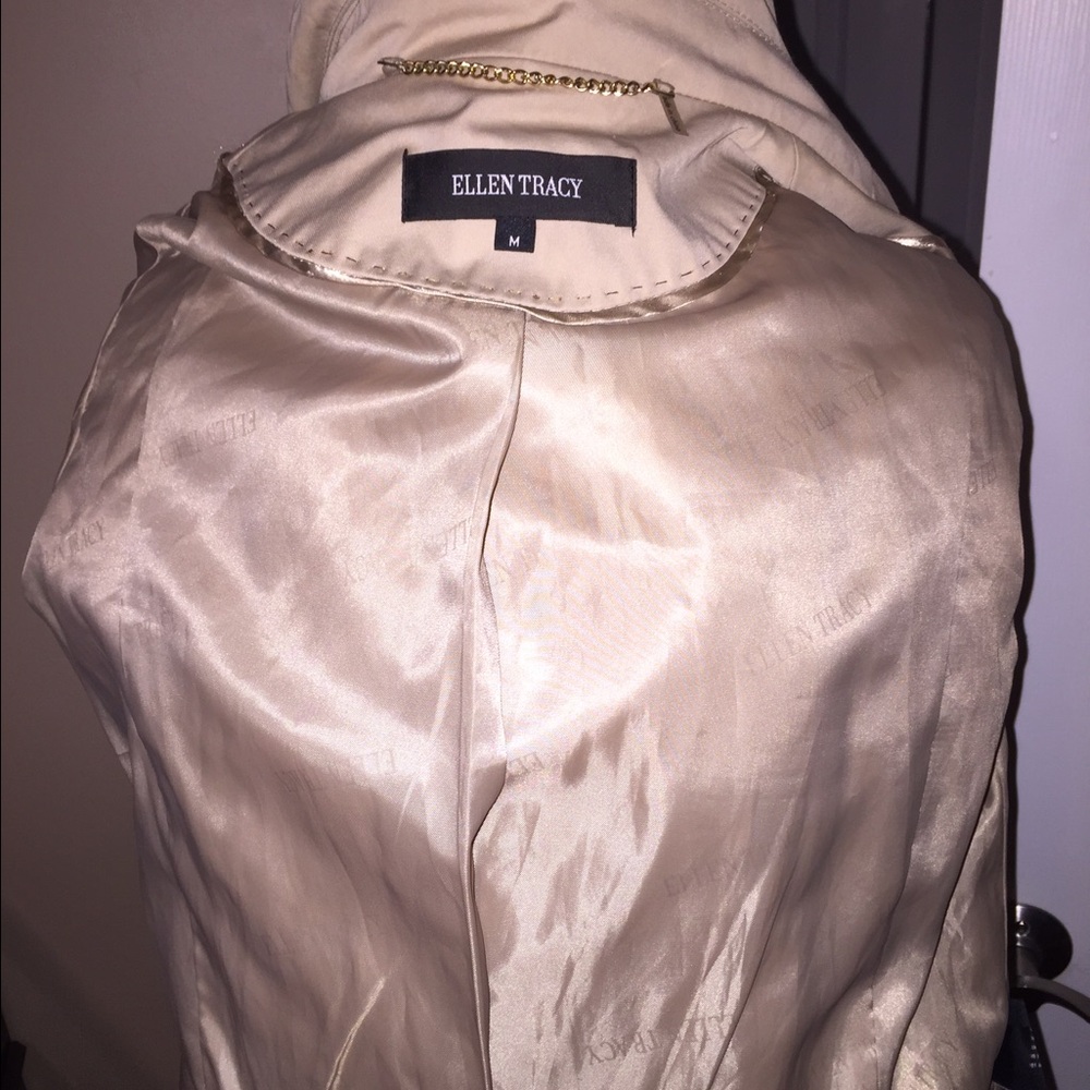 Ellen Tracy Beige Double-Breasted Trench Coat - Picture 5 of 5
